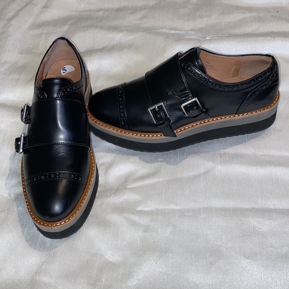 Size 5 Halogen Shoes Black Buckle Oxford Platform - Picture 1 of 9